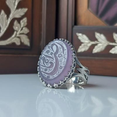 انگشتر نقره با سنگ عقیق کبود کد 1291
