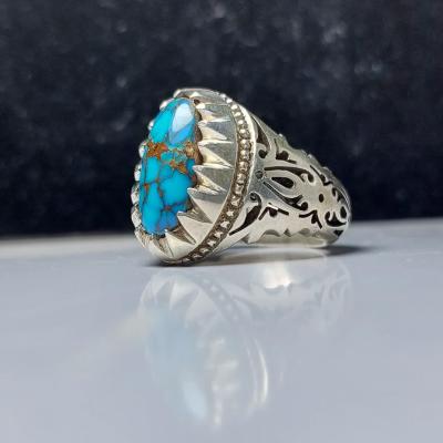 انگشتر نقره با سنگ فیروزه نیشابوری کد 1273