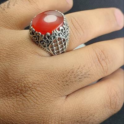 انگشتر نقره باسنگ عقیق قرمز رکاب ضریح کد 1730