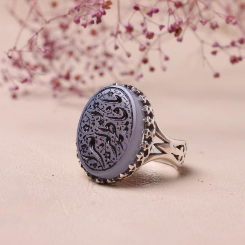 انگشتر یا فاطمه الزهرا (س) – سپر معنوی با سنگ عقیق معدنی اصل کد 1795