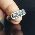 انگشتر نقره باسنگ عقیق مشکی حکاکی یاعلی رکاب کپسولی کد 1750