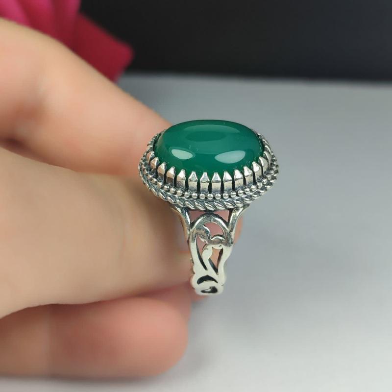 انگشتر مرانه عقیق سبز کد 1387