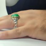 انگشتر عقیق سبز مردانه "ذوالفقار سبز" – با رکاب متبرک به نام "علی (ع)" کد 1839