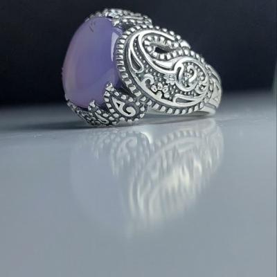 انگشتر نقره باسنگ عقیق یمن کبود کد 1725
