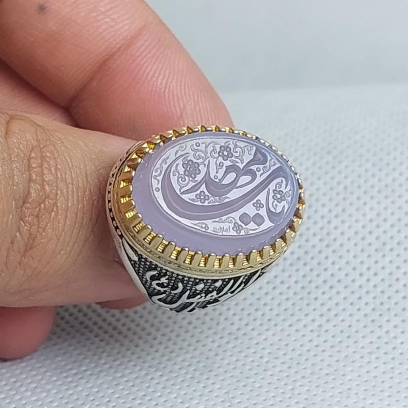 انگشتر عقیق بنفش (سوسنی) "منشور ظهور" – متبرک به نام "یا مهدی (عج) کد 1824