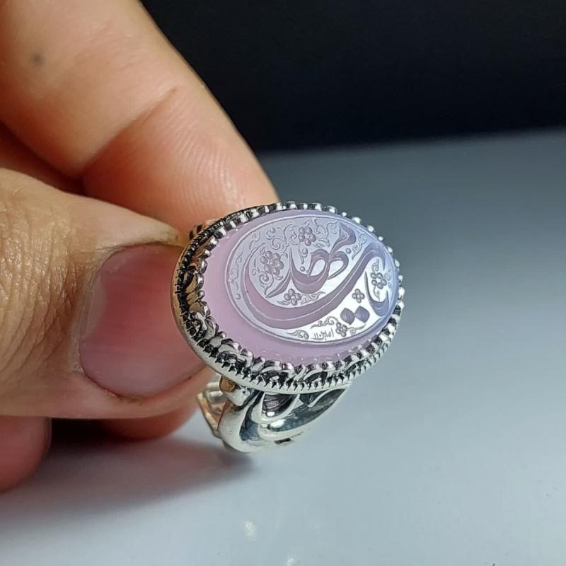 خرید انگشتر عقیق سوسنی خطی مردانه با ذکر یا مهدی (عج) کد ۱۸۶۲