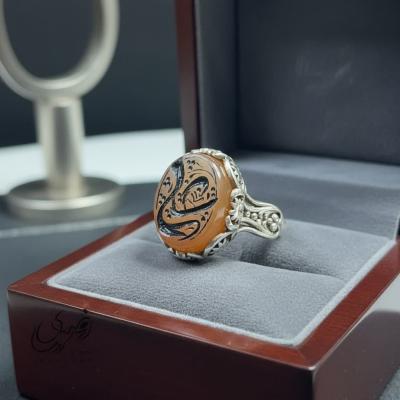 انگشتر نقره باسنگ عقیق یمن اصل حکاکی علی کد ۱۵۶۳