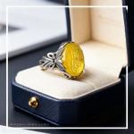 انگشتر نقره باسنگ عقیق زرد حکاکی علی کد 1591