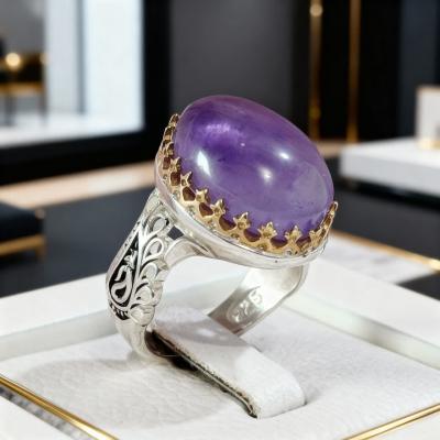 انگشتر نقره باسنگ اماتیس کد 1439