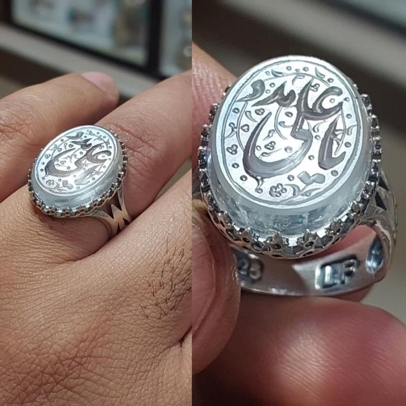 انگشتر نقره باسنگ درنجف باحکاکی یاعلی مدد کد 1448