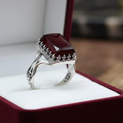 انگشتر نقره باسنگ جزع یمن کد 1437