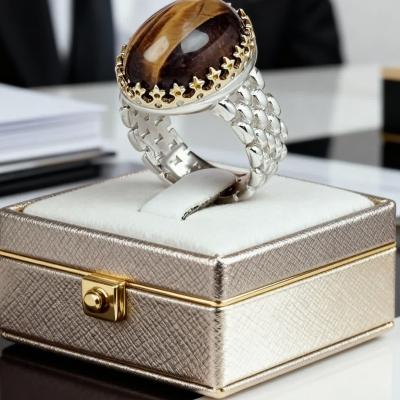 انگشتر نقره باسنگ تایگر بارکاب رولکسی کد 1431