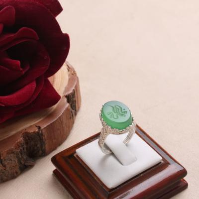 خرید انگشتر عقیق سبز زنانه با حکاکی "یا فاطمه" کد 2088