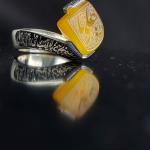انگشتر نقطه باسنگ زرد حکاکی یاعلی کد 1719