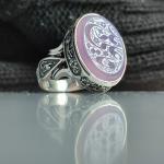 انگشتر نقره باسنگ عقیق سوسنی حکاکی یاعلی مدد کد 2302