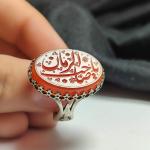 انگشتر نقره با سنگ عقیق سرخ درجه یک و حکاکی "یا صاحب الزمان عج" – کد 1009