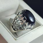 انگشتر نقره باسنگ عقیق مشکی رکاب ضریح کد 2262