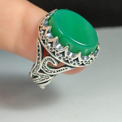 انگشتر نقره باسنگ عقیق سبز رکاب علی کد 2286