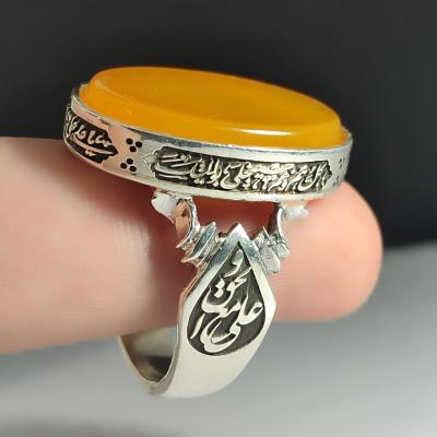 انگشتر نقره باسنگ شرف و الشمس ذکر روی رکاب (نادعلی) ذکر بغل رکاب (علی مع لحق) کد 2342
