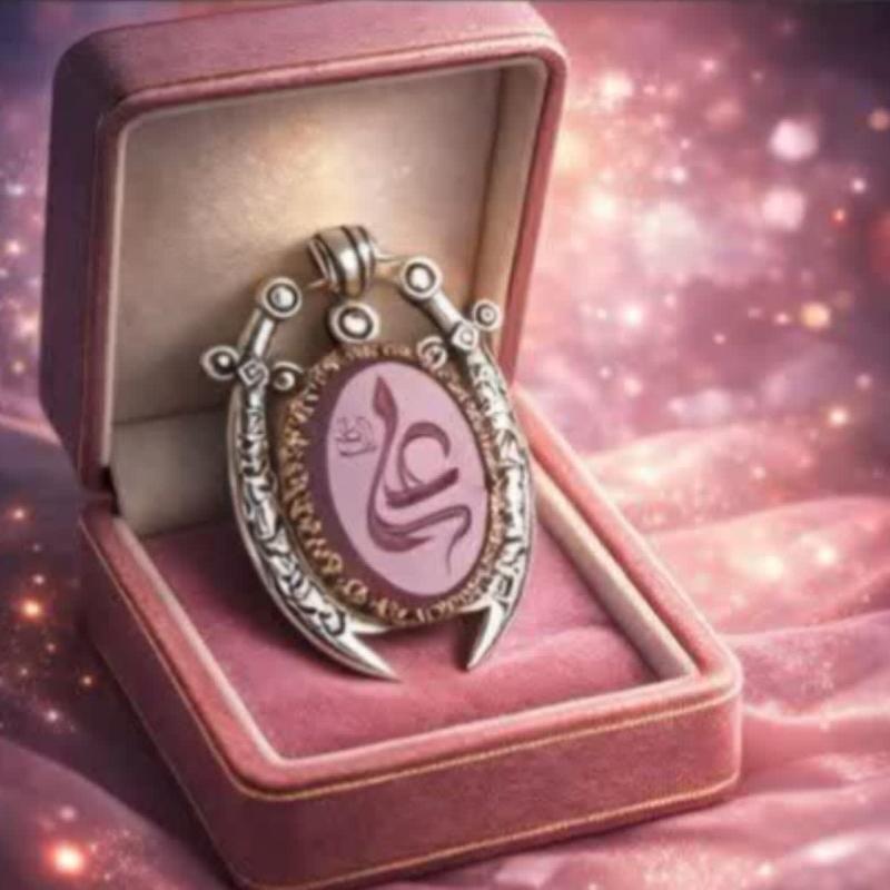 خرید گردنبند ذوالفقار نقره با عقیق سوسنی و حکاکی نام «علی (ع)»؛ نماد قدرت و اصالت کد 1846