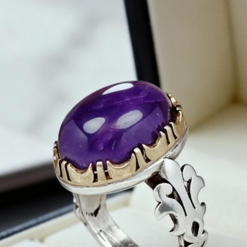 انگشتر نقره باسنگ اماتیس کد 1435
