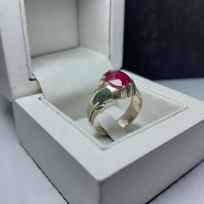 انگشتر نقره با نگین یاقوت سرخ رکاب دست ساز کد 1226