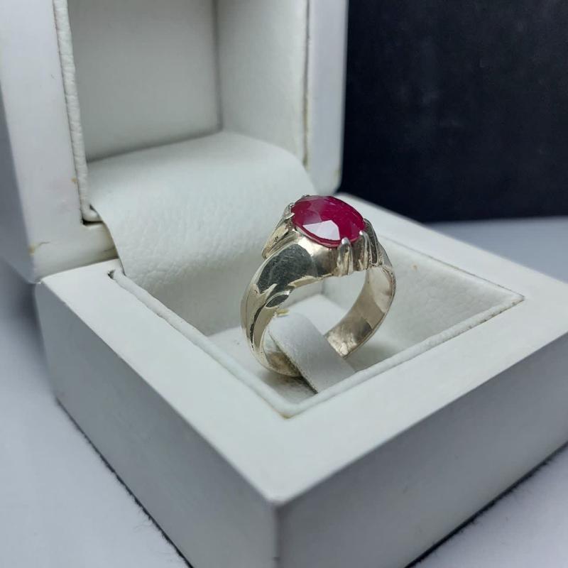 انگشتر نقره با نگین یاقوت سرخ رکاب دست ساز کد 1226