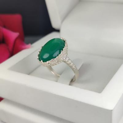انگشتر زنانه عقیق سبز کد 4273
