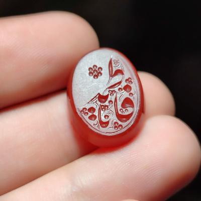نگین عقیق سبز باحکاکی یافاطمه کد 2350
