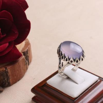 انگشتر نقره باسنگ عقیق سوسنی رکاب اشکی کد 2453