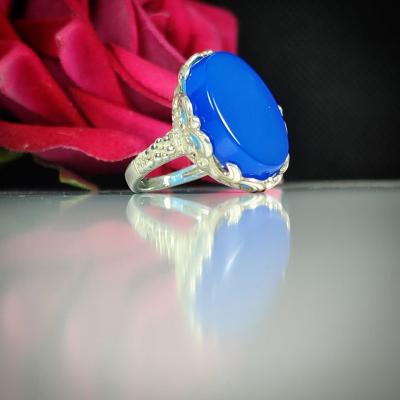 انگشتر عقیق ابی زنانه کد 5243