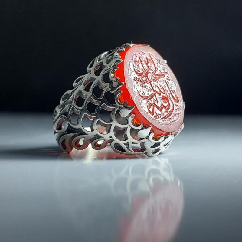 خرید انگشتر عقیق قرمز با حکاکی یا رقیه الحسین (س)؛ نگینِ باب الحوائج کد 4251