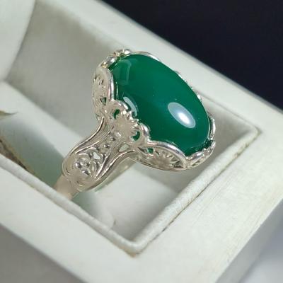 انگشتر عقیق سبز زنانه با کد 5236