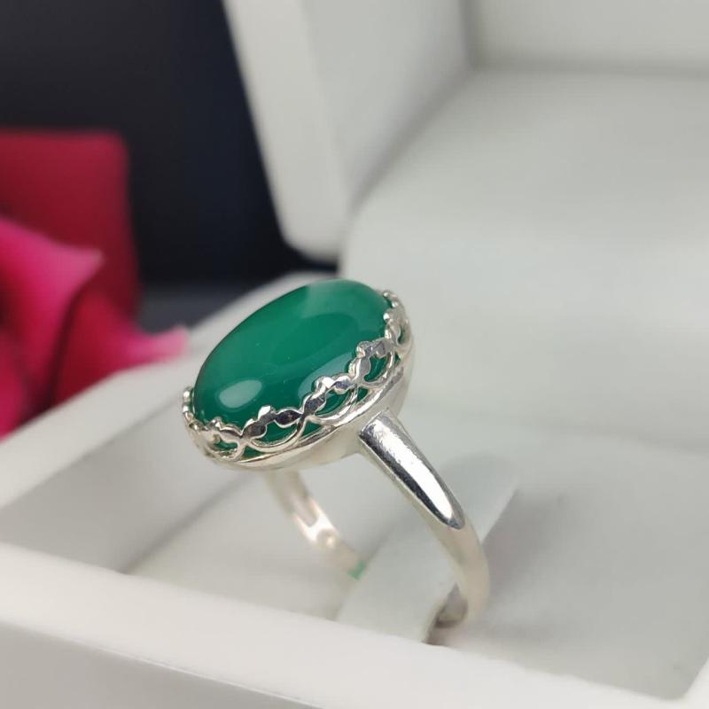 انگشتر عقیق سبز زنانه کد 4276