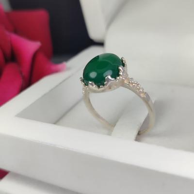 انگشتر عقیق سبز زنانه کد 4275