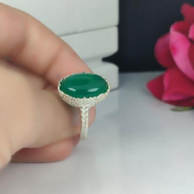 انگشتر زنانه عقیق سبز کد 4273