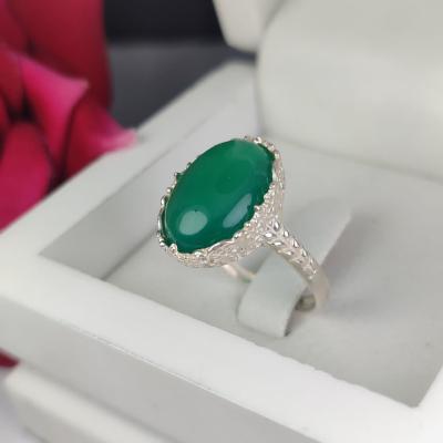 انگشتر زنانه عقیق سبز کد 4277